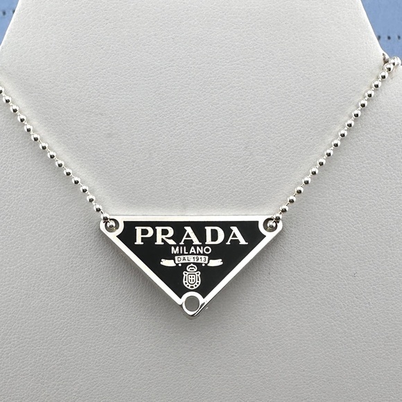 AUTHENTIC Prada Black and Silver Necklace. - Picture 1 of 13
